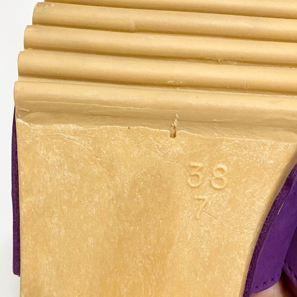 Vintage 90s Y2K Xhilaration Italy Purple Suede Plastic Chunky Heel Sandals - Picture 8 of 10